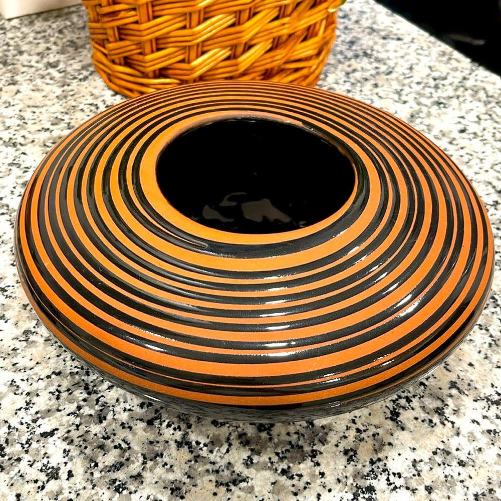 Vintage Haeger floral pottery bowl